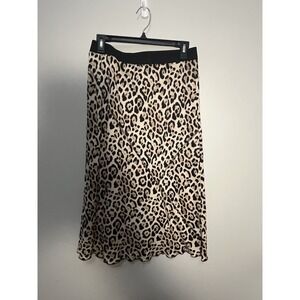 ATM Anthony Thomas Melillo Silk Midi Skirt A Line Leopard‎ S Elastic Waist